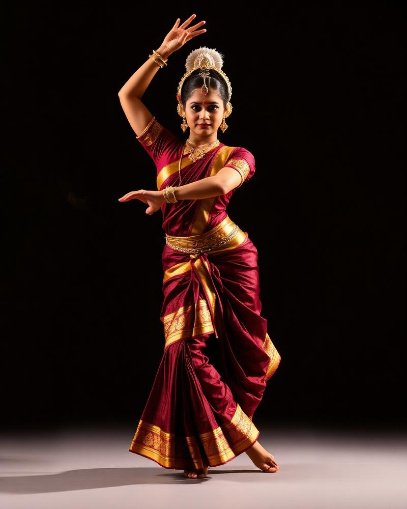 Bharatanatyam dancer in graceful pose